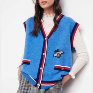 Maje Marshall Sleeveless Cardigan - Blue